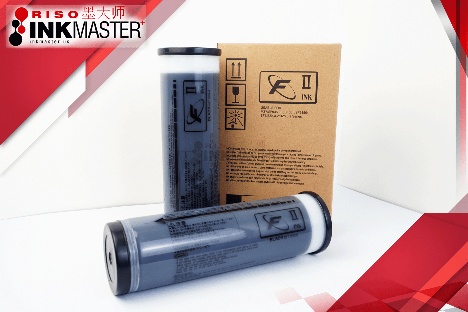 F-Type/F Ink, Ten (10) RISOs Compatible Black 1000ML for F/FII/SF Series RISOs Machine - Image 2