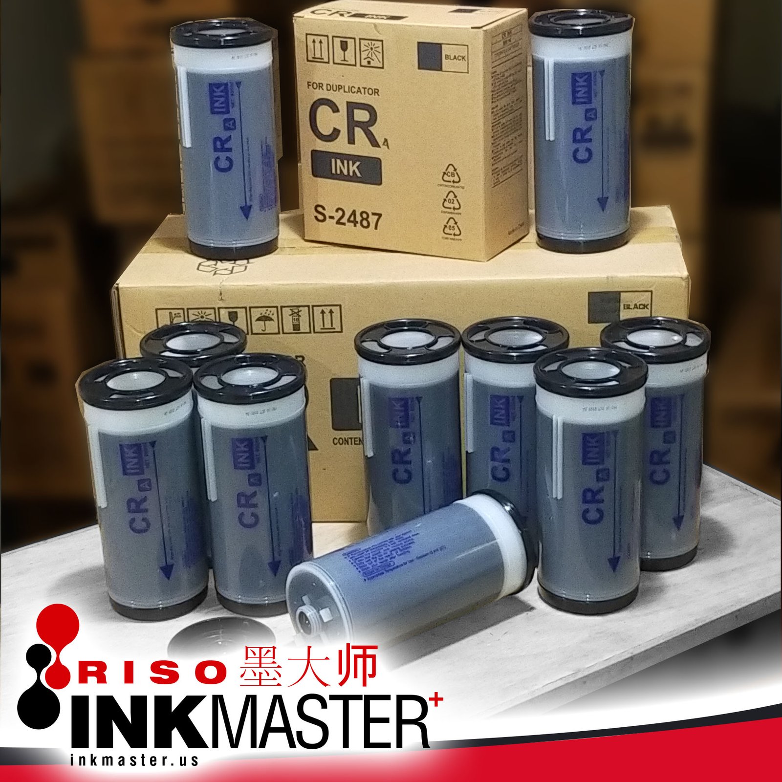 CR Ink, Ten (10) Tubes, 800mL Black, Compatible to CR series RISOs