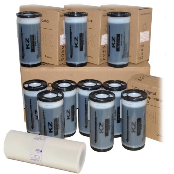 10pcs RISOs KZ/CZ/CV 800mL Black Ink Tubes + one (1) roll B4 110cuts master Compatible for KZ/CZ/CV Machines